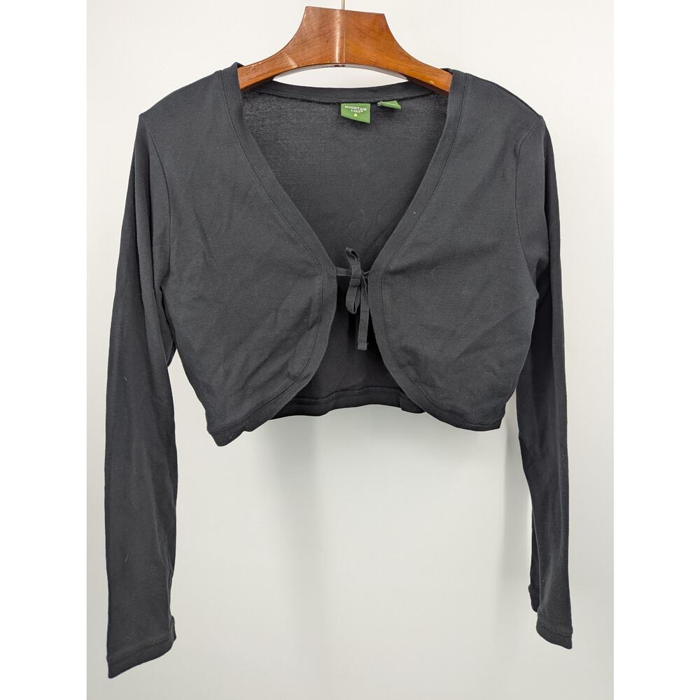 100% Cotton Black Mountain Lake Long Sleeve Bow Tie Close Crop Top Size XL